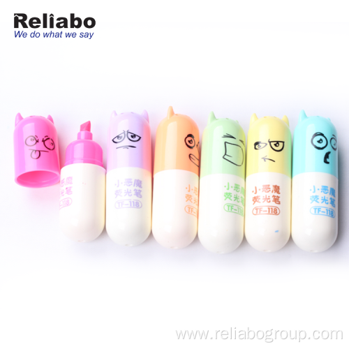 Custom Mini Lovely Capsule Shape Highlighter Pens